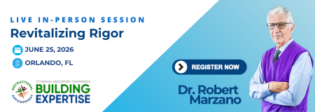 Banner promoting Robert Marzano's session at 'Building Expertise for Deeper Learning' conference, June 24-26, 2026, Orlando, Florida